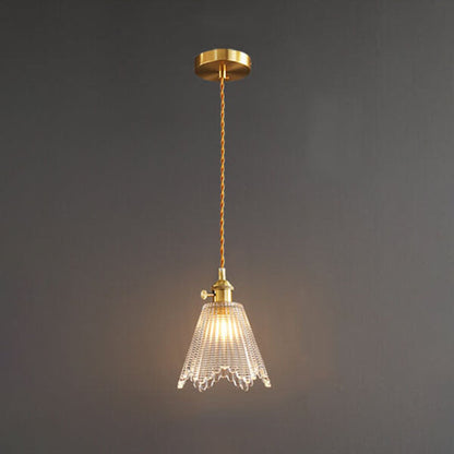 Modern Luxury Glass Bell Shade Brass 1-Light Pendant Light