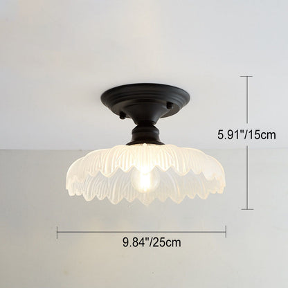 Nordic Vintage Glass Floral Round Geometry 1-Light Semi-Flush Mount Ceiling Light