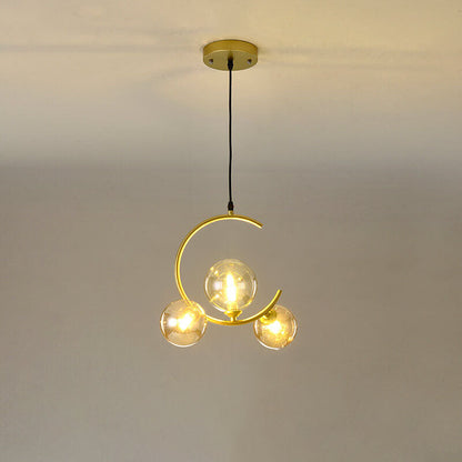 Scandinavian Minimalist Round Ball Glass 1/3-Light Island Light Chandelier