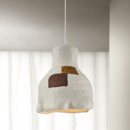Contemporary Nordic Polystyrene Pudding Moon 1-Light Pendant Light For Dining Room
