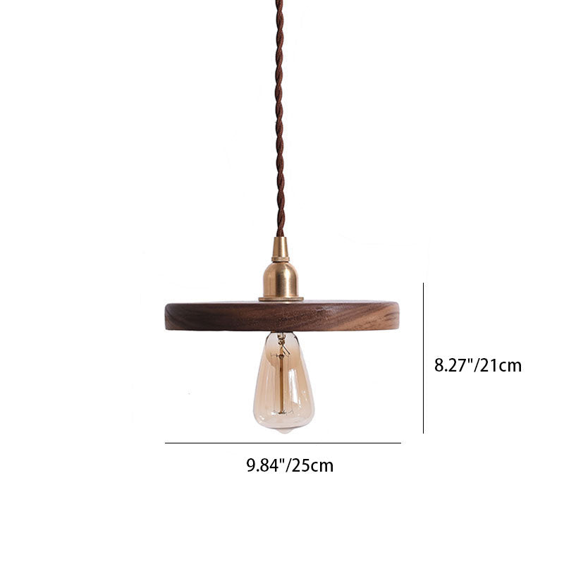 Japanese Wabi-Sabi White Oak Round 1-Light Pendant Light