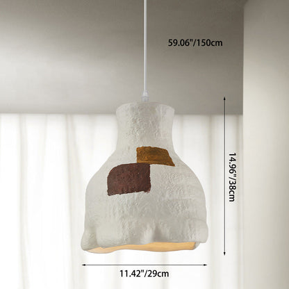 Contemporary Nordic Polystyrene Pudding Moon 1-Light Pendant Light For Dining Room