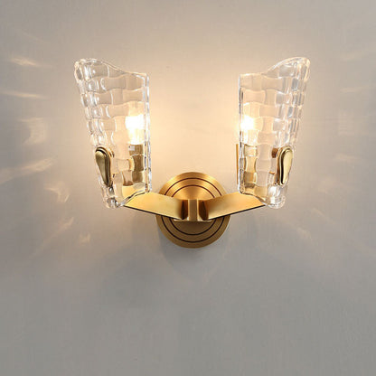 مصباح حائطي فاخر من Nordic Light مصنوع بالكامل من النحاس والزجاج بنصف ضوء 