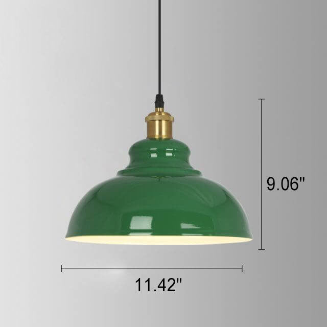 Industrial Vintage Green Iron Dome Cone 1-Light Pendant Light
