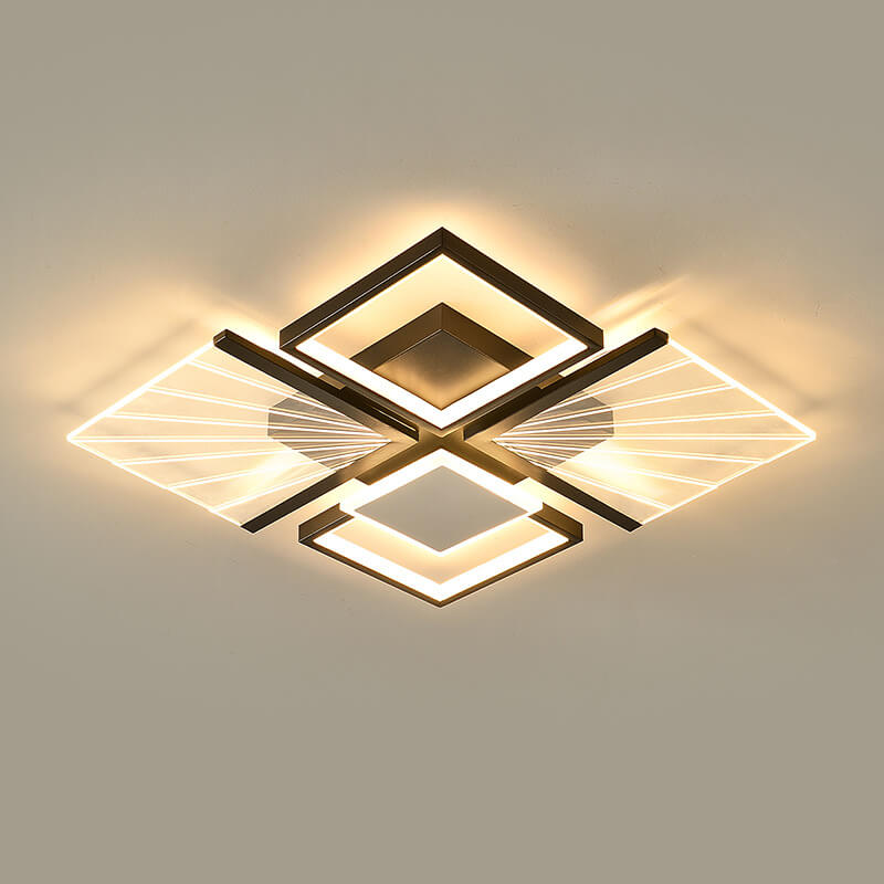 Modern Minimalist Geometric Shapes Black White Iron LED Flush Mount Light