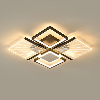 Modern Minimalist Geometric Shapes Black White Iron LED Flush Mount Light