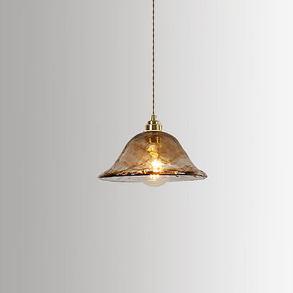 Vintage Amber Glass 1-Light Pendant Light