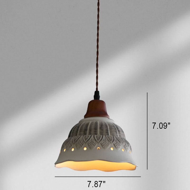 Modern Vintage Ceramic Solid Wood 1-Light Pendant Light