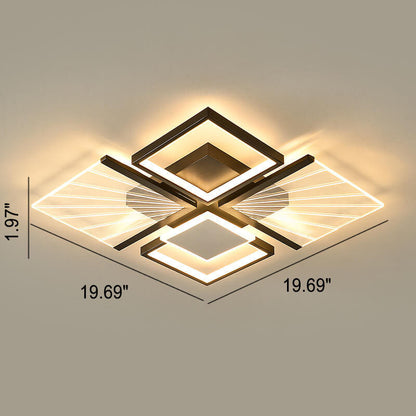 Modern Minimalist Geometric Shapes Black White Iron LED Flush Mount Light