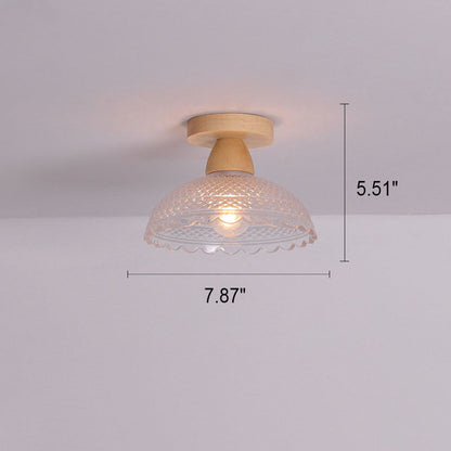 Japanese Minimalist Log Glass 1-Light Semi-Flush Mount Light