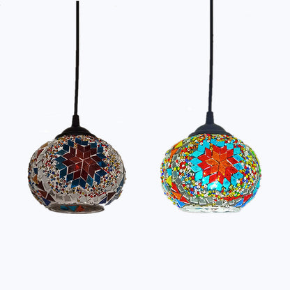 Traditional Tiffany Oval Stained Glass 1-Light Pendant Light For Living Room