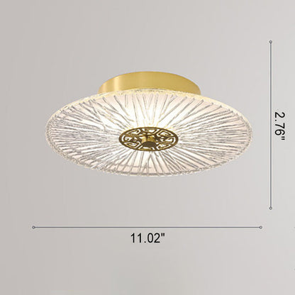 Modern Light Luxury Retro Full Copper Cloud Glass LED Flush Mount Lighting