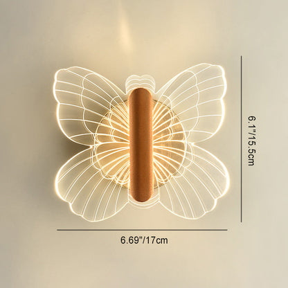 Contemporary Luxury Hardware Acrylic Butterfly LED Wall Sconce Lamp For Bedroom