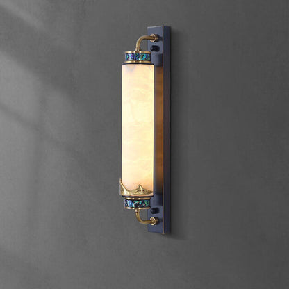 مصباح حائط LED نحاسي بعمود من الرخام الصيني الحديث