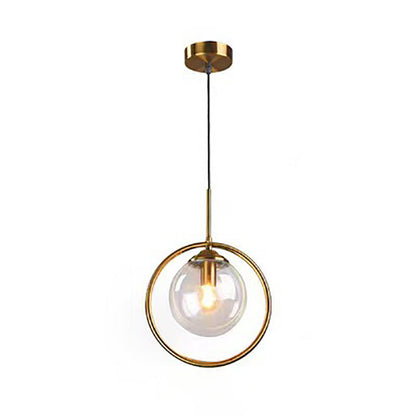 Modern Minimalist Round Ball Iron Glass 1-Light Pendant Light For Bedroom
