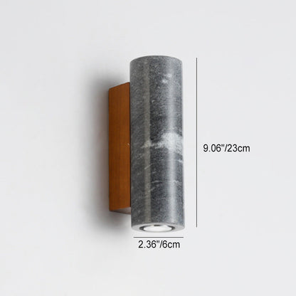 Modern Minimalist Stone Wood Cylinder Square 1-Light Wall Sconce Lamp For Bedroom