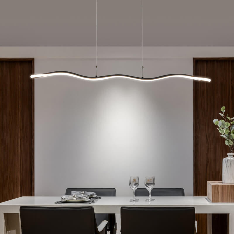 Nordic Minimalist Curve Bar Aluminum LED Chandelier