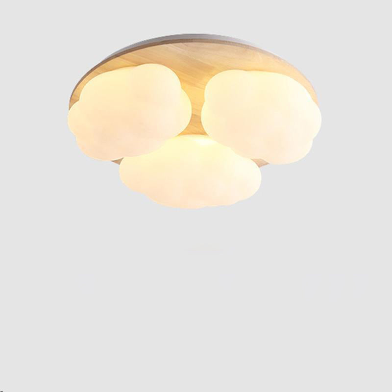 モダンアールデコ調飛行機雲月アクリル木製LEDフラッシュマウントシーリングライトリビングルーム用