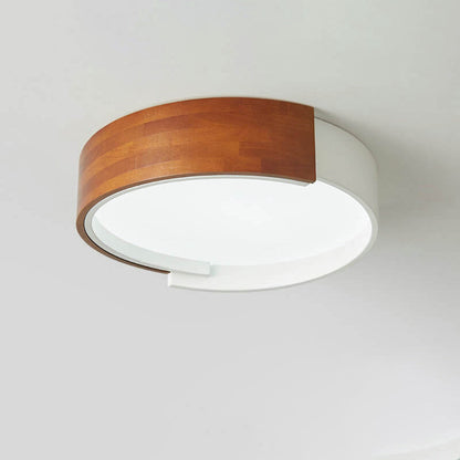 Nordic Creative Half Round Wooden Round LED Flush Mount Light