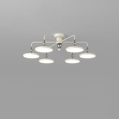 Contemporary Scandinavian Iron Frame Acrylic Flying Saucer LED Semi-Flush Mount Ceiling Light For Living Room