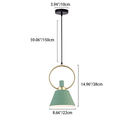 Contemporary Nordic Cone Shade Gold Ring 1-Light Pendant Light For Dining Room