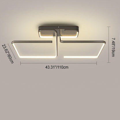 Modern Minimalist Aluminum Alloy Acrylic Lines LED Semi-Flush Mount Ceiling Light For Bedroom