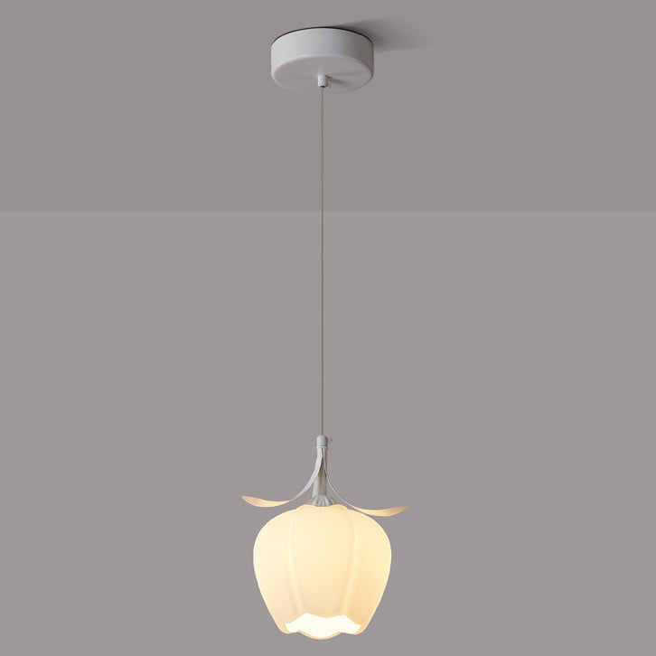 Contemporary Scandinavian Bellflower Iron Glass 1-Light Pendant Light For Living Room