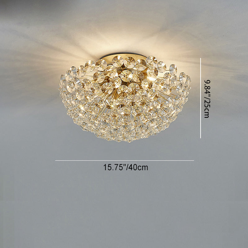 Contemporary Creative Dandelion Aluminum Crystal 4/5/6/ Light Flush Mount Ceiling Light For Living Room