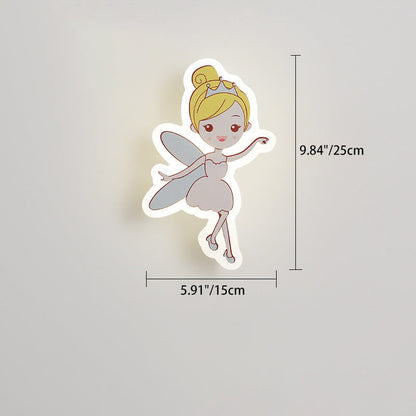 Contemporary Creative Acrylic Cartoon Fairy Astronaut Iron LED Kids Wall Sconce Lamp For Bedroom