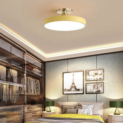 Contemporary Scandinavian Metal Acrylic Round LED Semi-Flush Mount Ceiling Light For Hallway