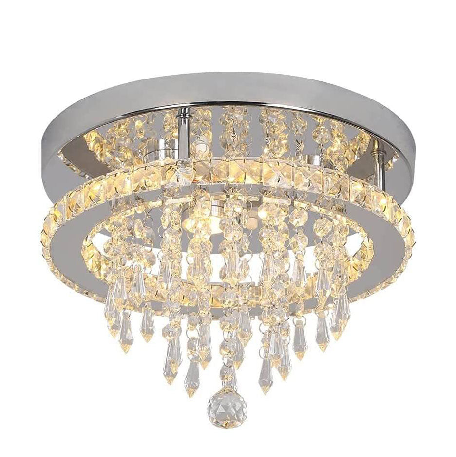 Modern Light Luxury Round Crystal LED Flush Mount Ceiling Light