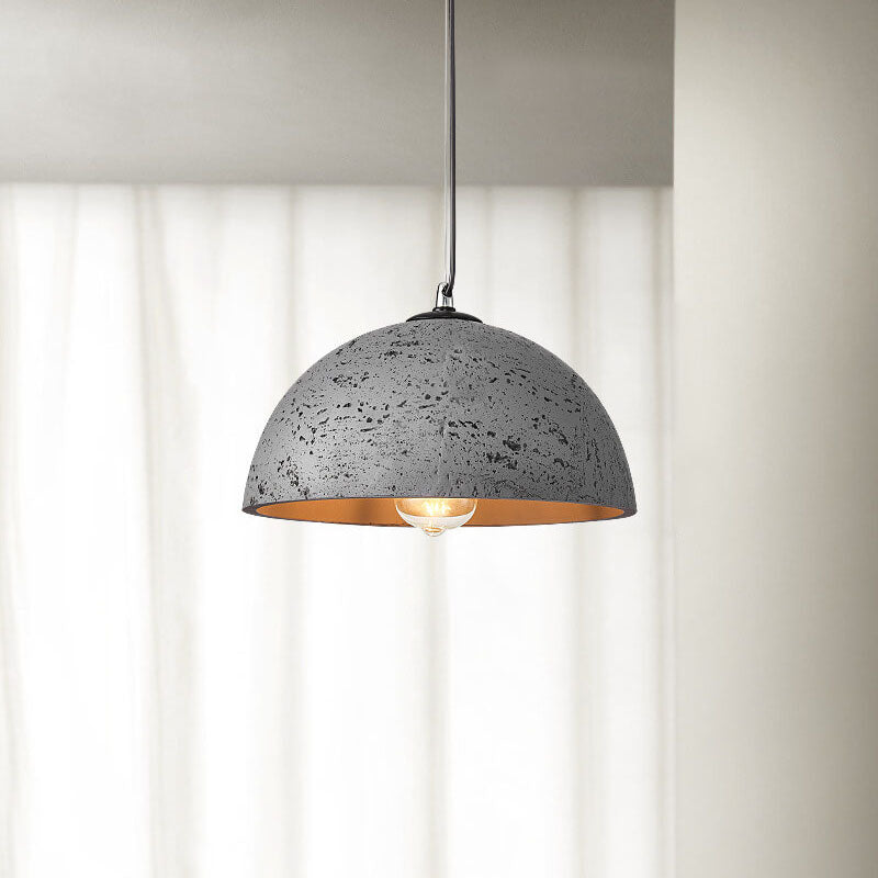 Minimalist Resin Round Dome Hand Sculpted 1-Light Pendant Light