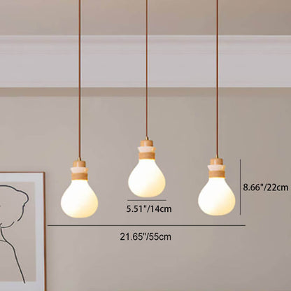 Traditional Japanese Wood Glass Ball 1/2/3-Light Island Light Chandelier For Living Room