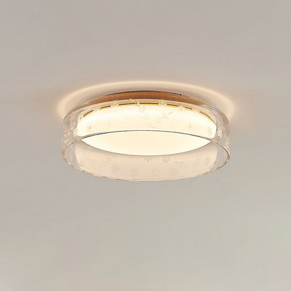 Modern Minimalist Round Metal Acrylic Glass LED Flush Mount Ceiling Light For Bedroom