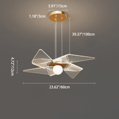 ثريا LED مصنوعة من الحديد الأكريليكي على شكل دولاب هواء بتصميم آرت ديكو حديث لغرفة النوم 