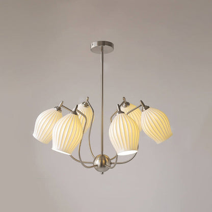 Vintage Minimalist Tulip Ceramic 4/6 Light Chandelier