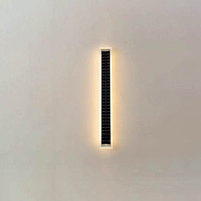 Minimalist Outdoor Solar Rectangular Strip Waterproof Patio LED Wall Sconce Lamp