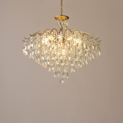 Contemporary Scandinavian Branch Crystal Iron 6/10/11/14 Light Chandelier For Bedroom