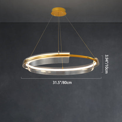 ثريا LED معاصرة من الألومنيوم والأكريليك بتصميم دائري دائري لغرفة المعيشة 