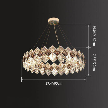 Contemporary Luxury Crystal Diamond Circle Plated Hardware 5/6/7/8/10/14 Light Chandelier For Living Room