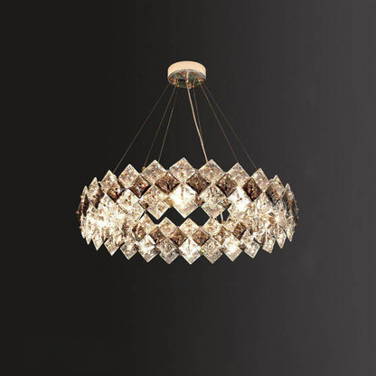 Contemporary Luxury Crystal Diamond Circle Plated Hardware 5/6/7/8/10/14 Light Chandelier For Living Room