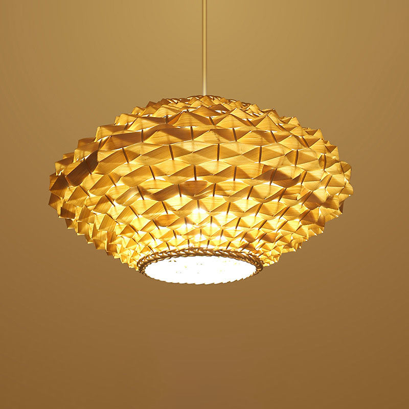 Modern Chinese Rattan Weaving Pineapple 1-Light Pendant Light