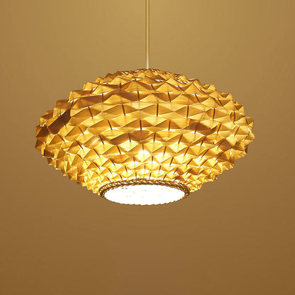 Modern Chinese Rattan Weaving Pineapple 1-Light Pendant Light