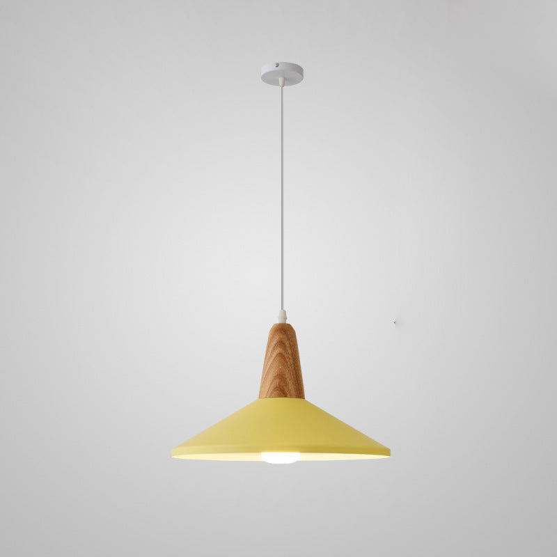 Nordic Minimalist Macaron Solid Color Aluminum Wood 1-Light Pendant Light