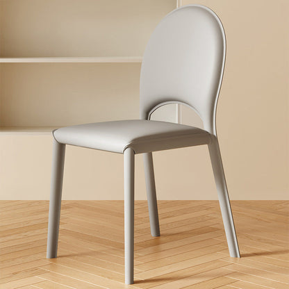 Modern Minimalist Square Oval Back Genuine Leather Carbon Steel Dining Chair For Dining Room
