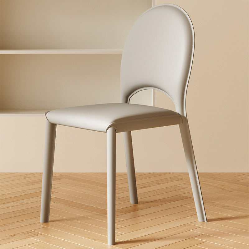 Contemporary Nordic Square Oval Faux Leather Carbon Steel Dining Chair Backrest For Dining Room