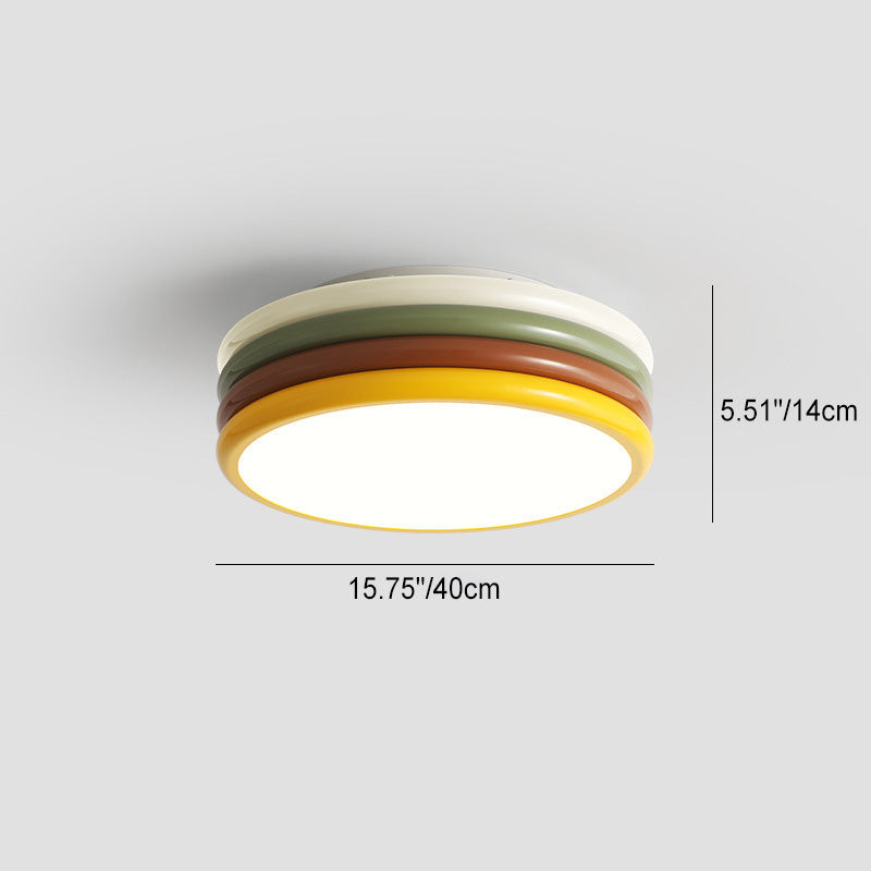 現代的でクリエイティブな鉄製アクリル製ラウンドハンバーガーLEDフラッシュマウントシーリングライト寝室用