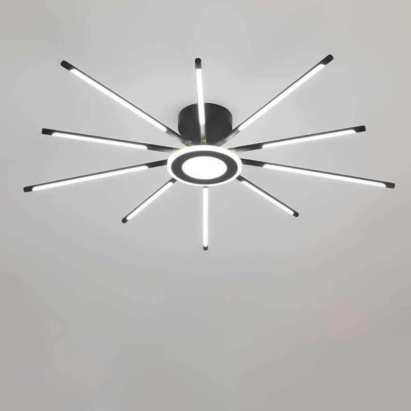 Modern Creative Strip Fireworks LED Semi- Flush Mount Ceiling Light
