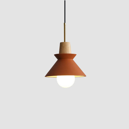 Nordic Minimalist Macaron Wood Cement  1-Light Pendant Light