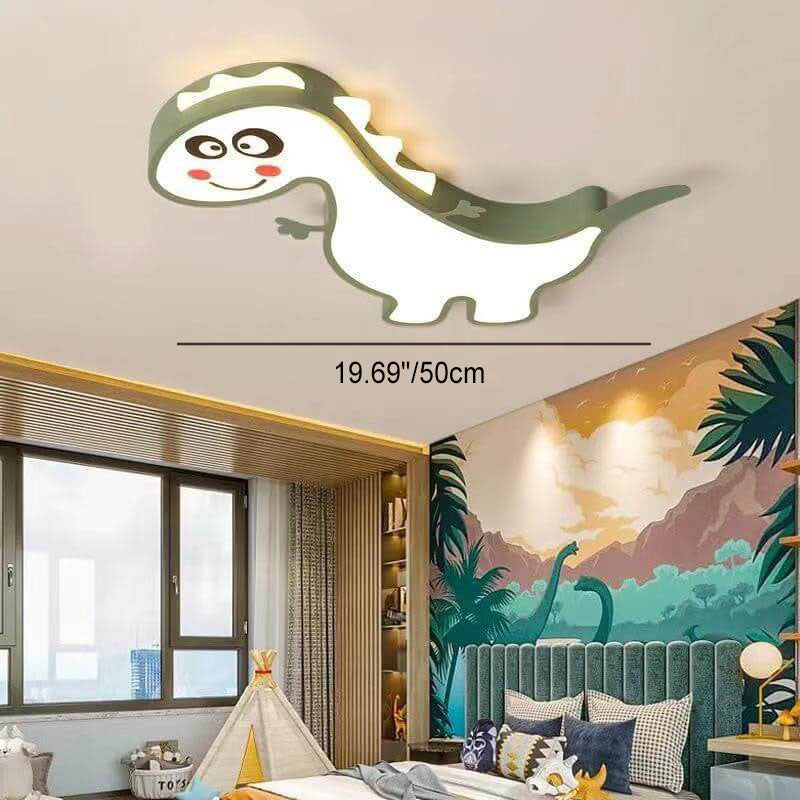 Modern Childlike Dinosaurs Cartoon Iron Acrylic LED Flush Mount Ceiling Light